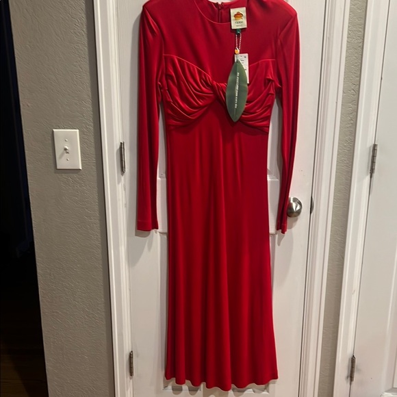 farm rio red long sleeve dress Garden Delight cotton-blend midi dress in red - Farm Rio
